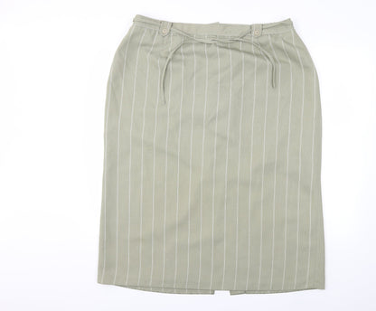 Bonmarché Womens Green Striped  Straight & Pencil Skirt Size 24