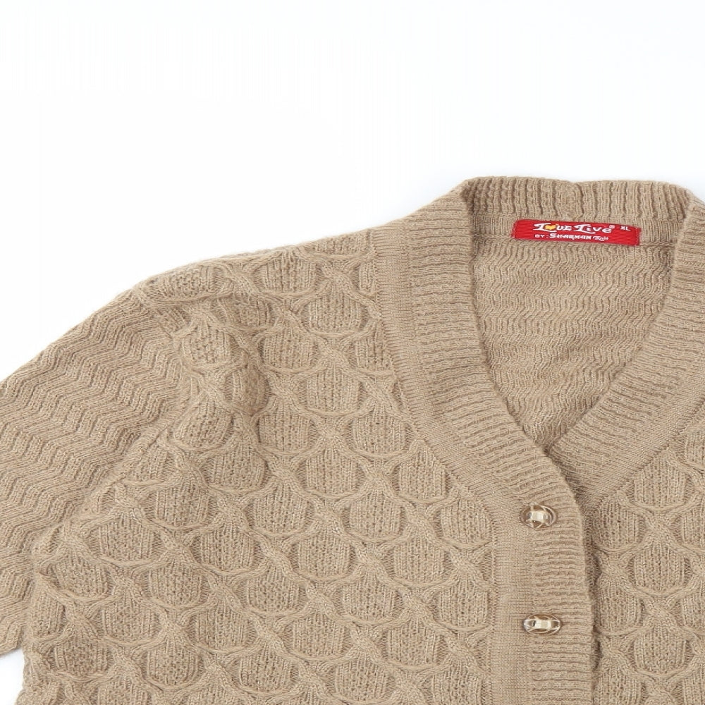 love live Womens Brown  Knit Cardigan Jumper Size XL