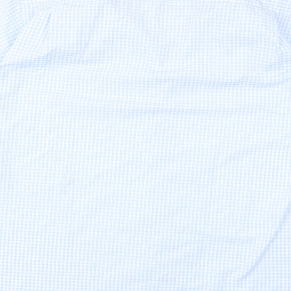 Mens UK Size 17.5 Cedar Wood State Blue  Button-Up Short Sleeve Casual Shirt