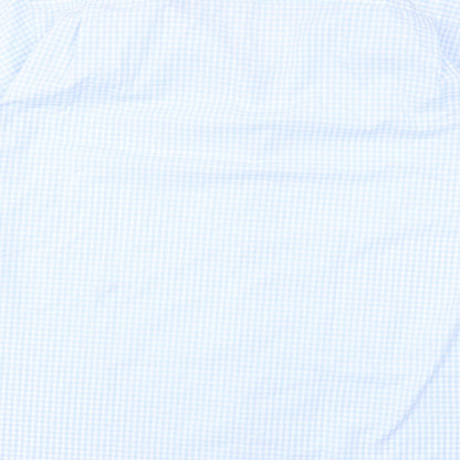 Mens UK Size 17.5 Cedar Wood State Blue  Button-Up Short Sleeve Casual Shirt