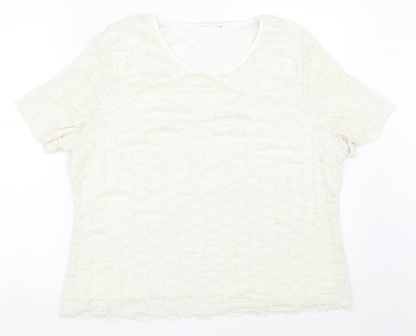 Womens UK Size M Preworn Ivory Basic T-Shirt
