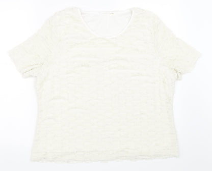 Womens UK Size M Preworn Ivory Basic T-Shirt