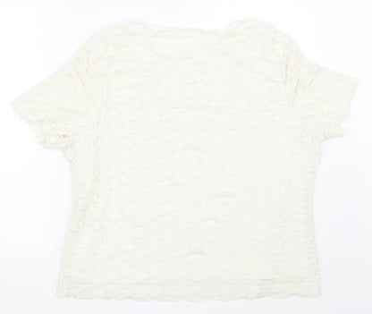 Womens UK Size M Preworn Ivory Basic T-Shirt