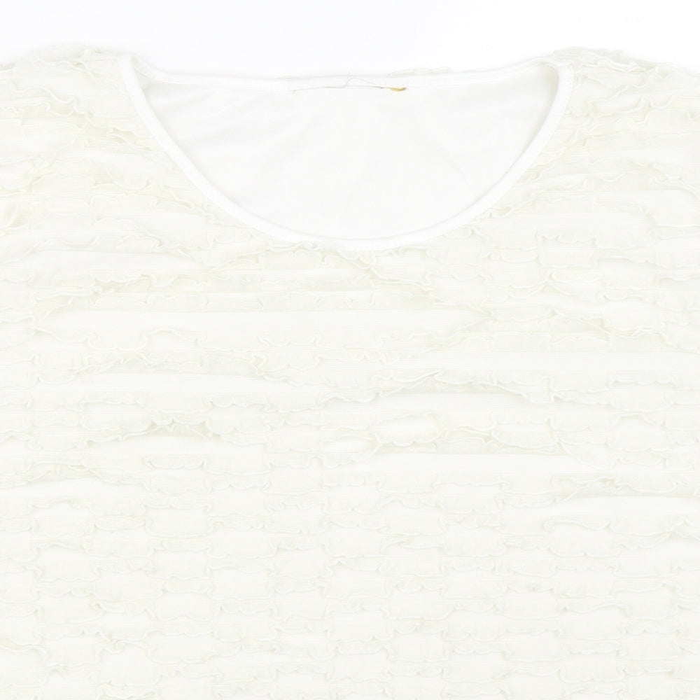 Womens UK Size M Preworn Ivory Basic T-Shirt