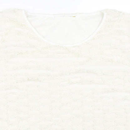 Womens UK Size M Preworn Ivory Basic T-Shirt