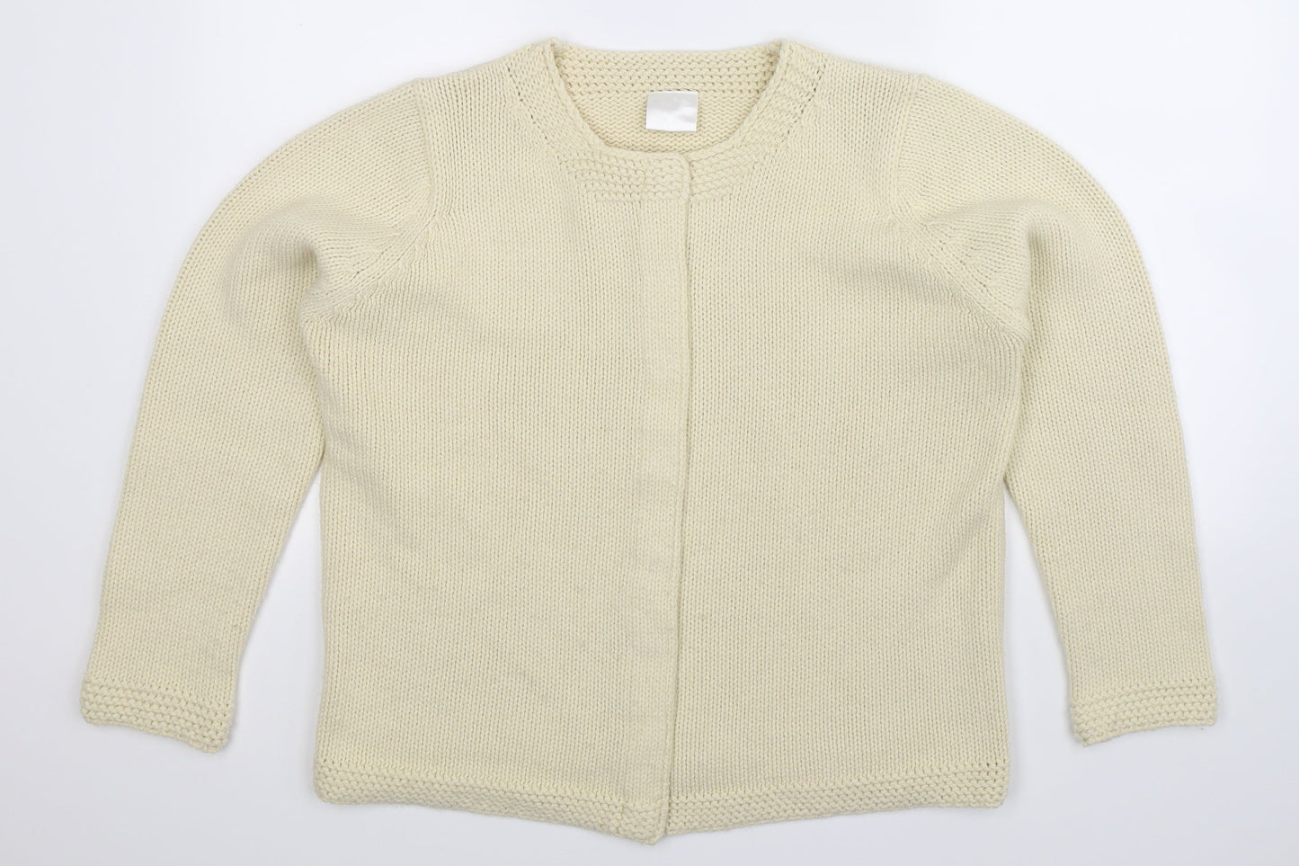 Preworn Womens White  Knit Cardigan Jumper Size 14
