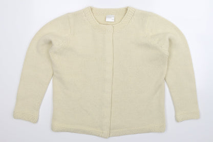 Preworn Womens White  Knit Cardigan Jumper Size 14