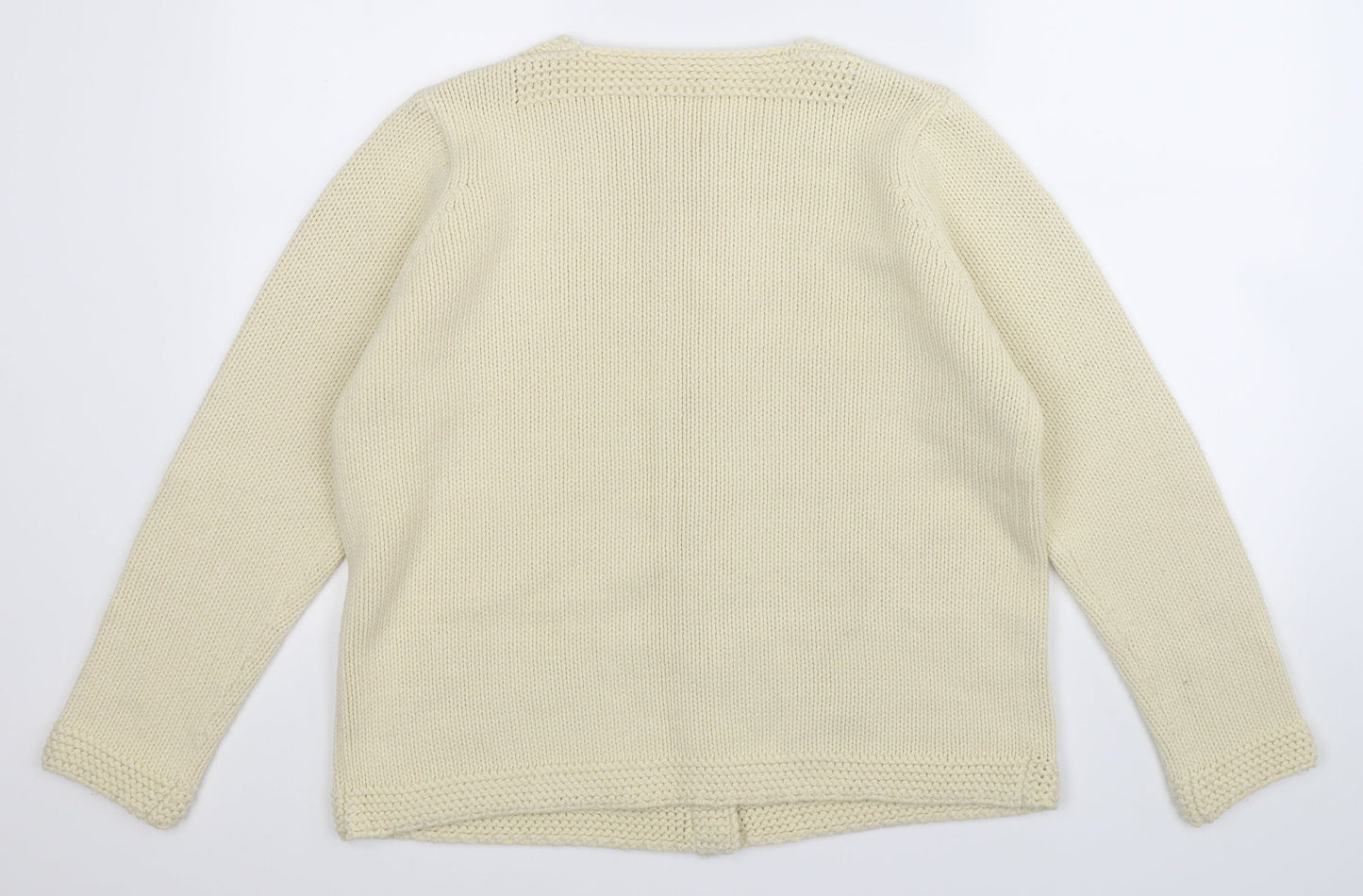 Preworn Womens White  Knit Cardigan Jumper Size 14