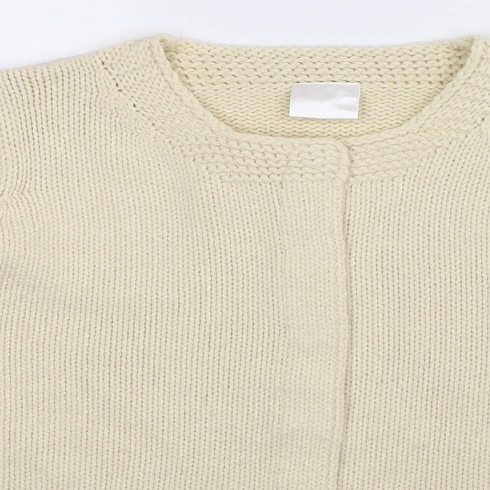 Preworn Womens White  Knit Cardigan Jumper Size 14
