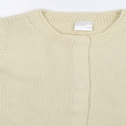 Preworn Womens White  Knit Cardigan Jumper Size 14