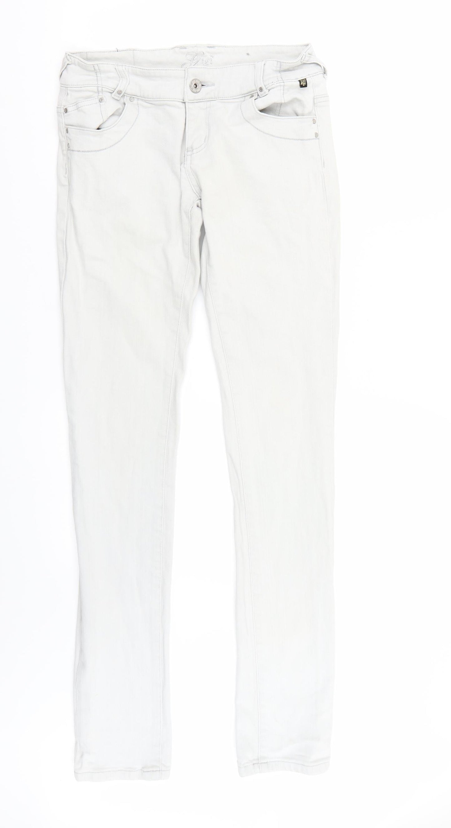 Womens UK Size 10 Preworn Regular Fit Straight Grey Jeans