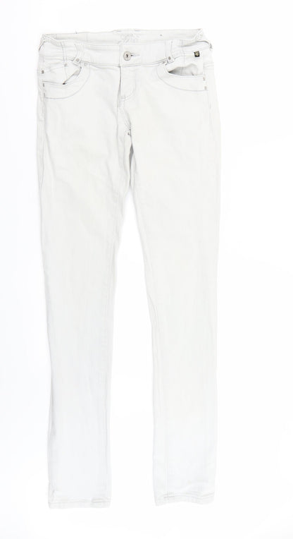 Womens UK Size 10 Preworn Regular Fit Straight Grey Jeans