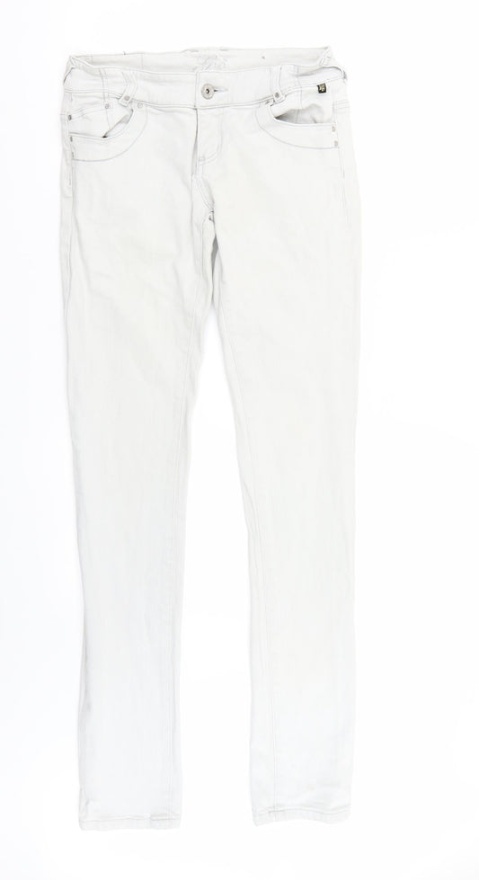 Womens UK Size 10 Preworn Regular Fit Straight Grey Jeans