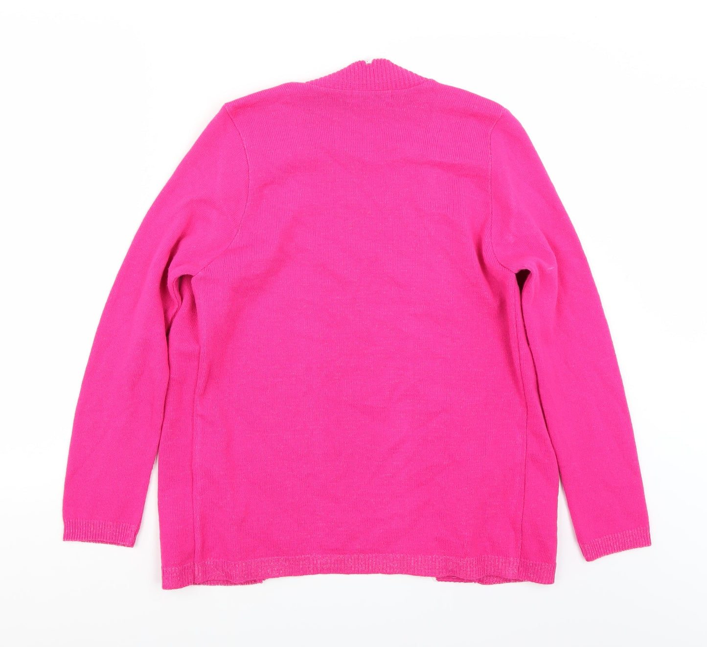 Classic Womens Pink Striped  Cardigan Jumper Size M