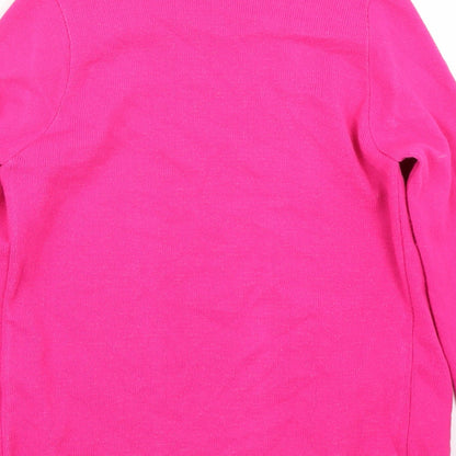 Classic Womens Pink Striped  Cardigan Jumper Size M
