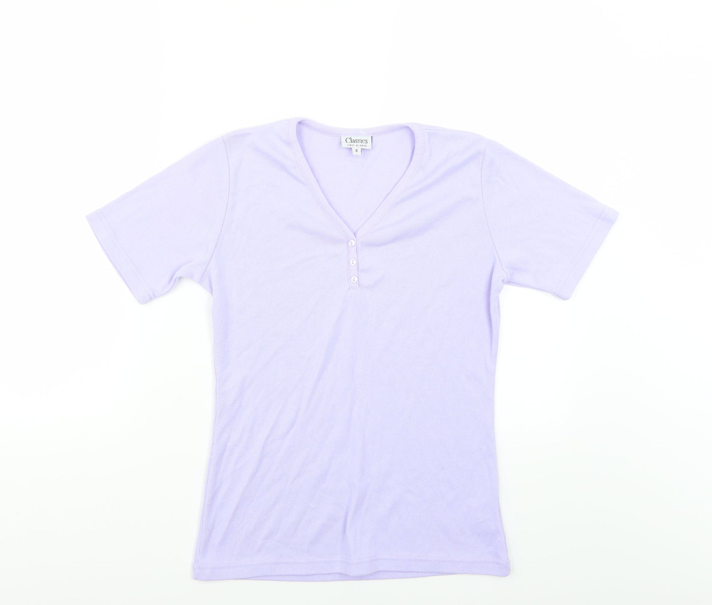 Womens UK Size S Classic Purple Basic T-Shirt