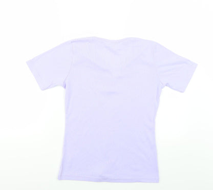 Womens UK Size S Classic Purple Basic T-Shirt