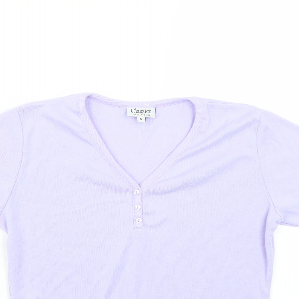 Womens UK Size S Classic Purple Basic T-Shirt