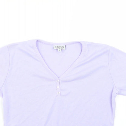 Womens UK Size S Classic Purple Basic T-Shirt
