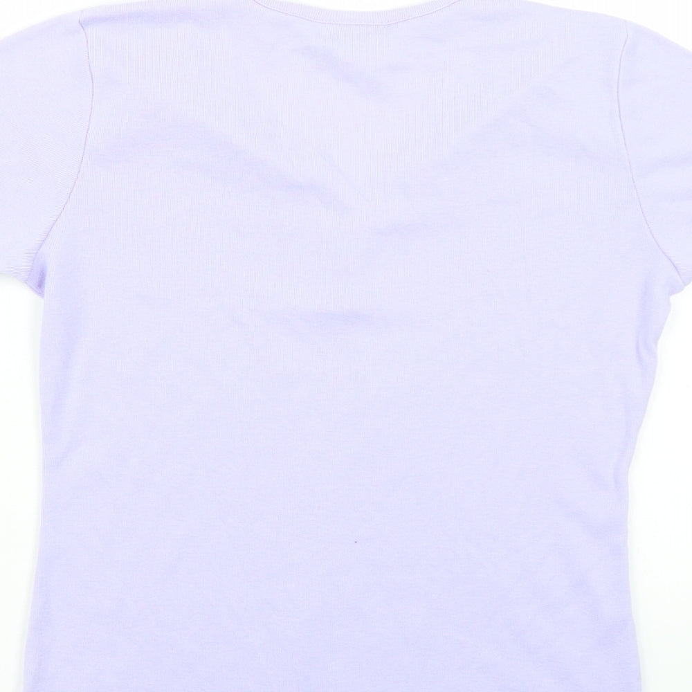 Womens UK Size S Classic Purple Basic T-Shirt