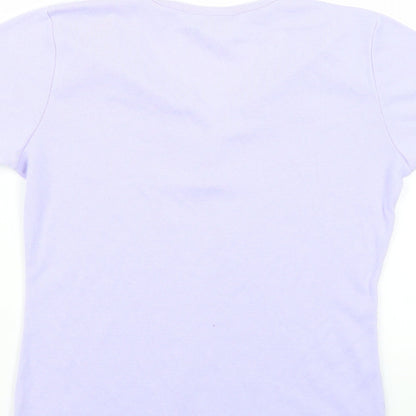 Womens UK Size S Classic Purple Basic T-Shirt