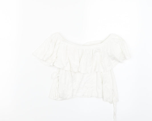 Missguided Womens White   Cropped T-Shirt Size 10