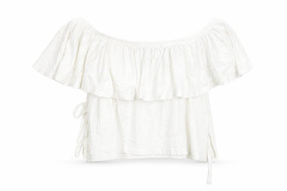 Womens UK Size 10 Missguided White Cropped T-Shirt