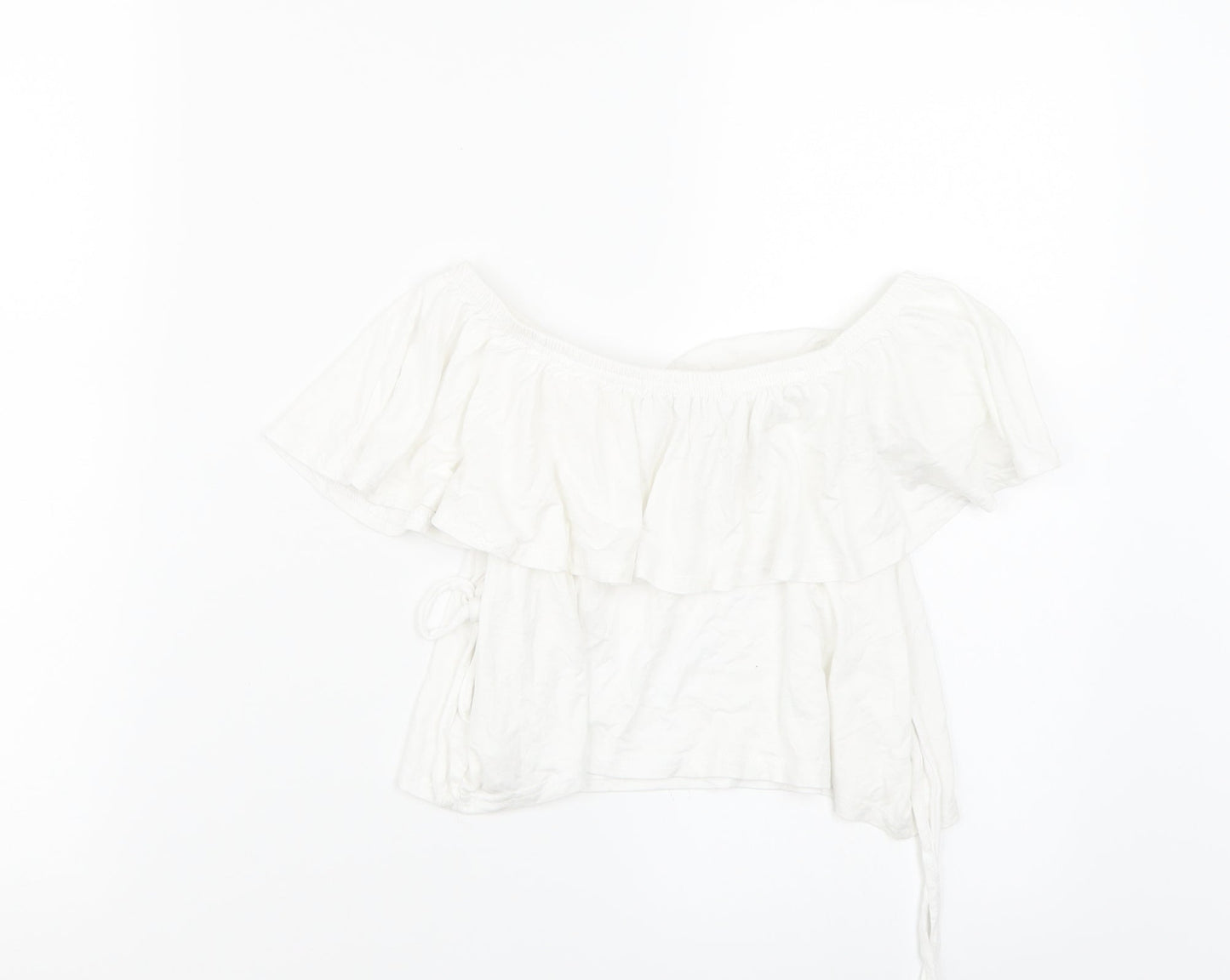 Womens UK Size 10 Missguided White Cropped T-Shirt
