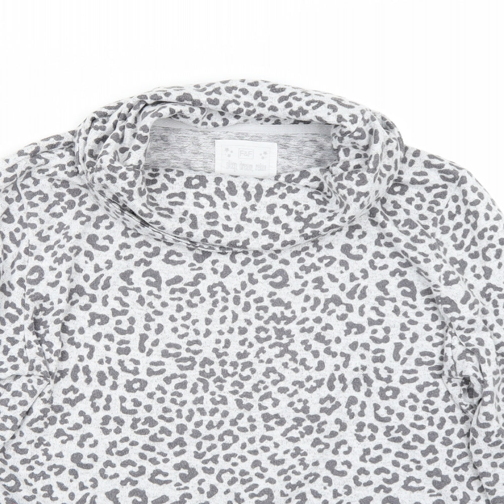 F&F Womens Grey Animal Print  Pullover Jumper Size 8