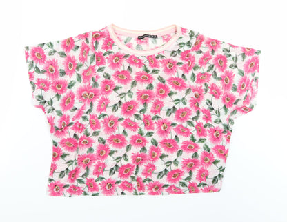 Primark Womens White Floral  Basic Polo Size 12