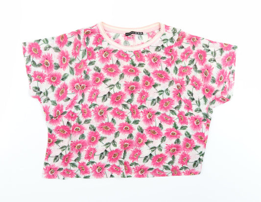 Primark Womens White Floral  Basic Polo Size 12