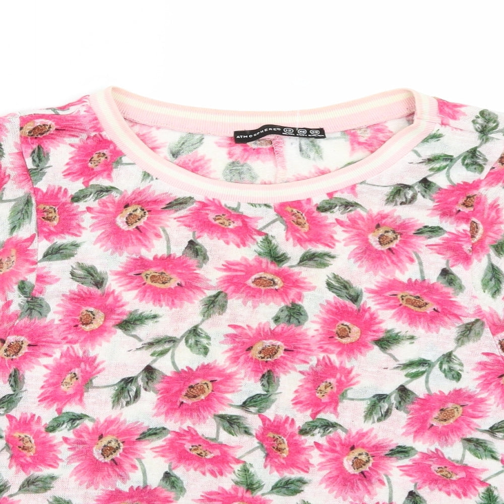 Primark Womens White Floral  Basic Polo Size 12