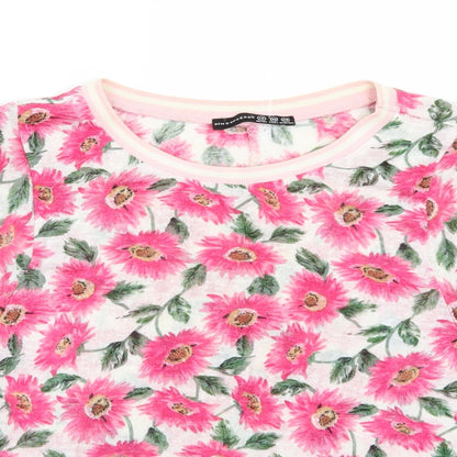 Primark Womens White Floral  Basic Polo Size 12