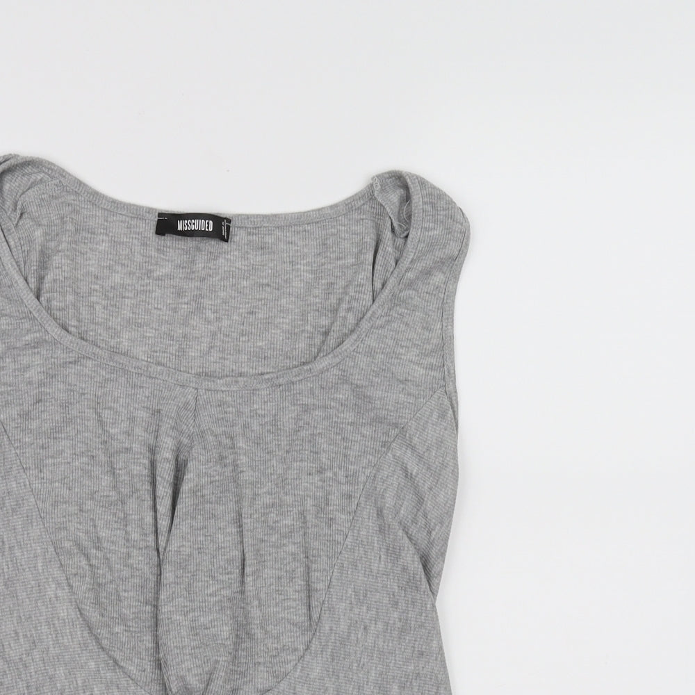 Womens UK Size 10 Missguided Grey Basic Tank
