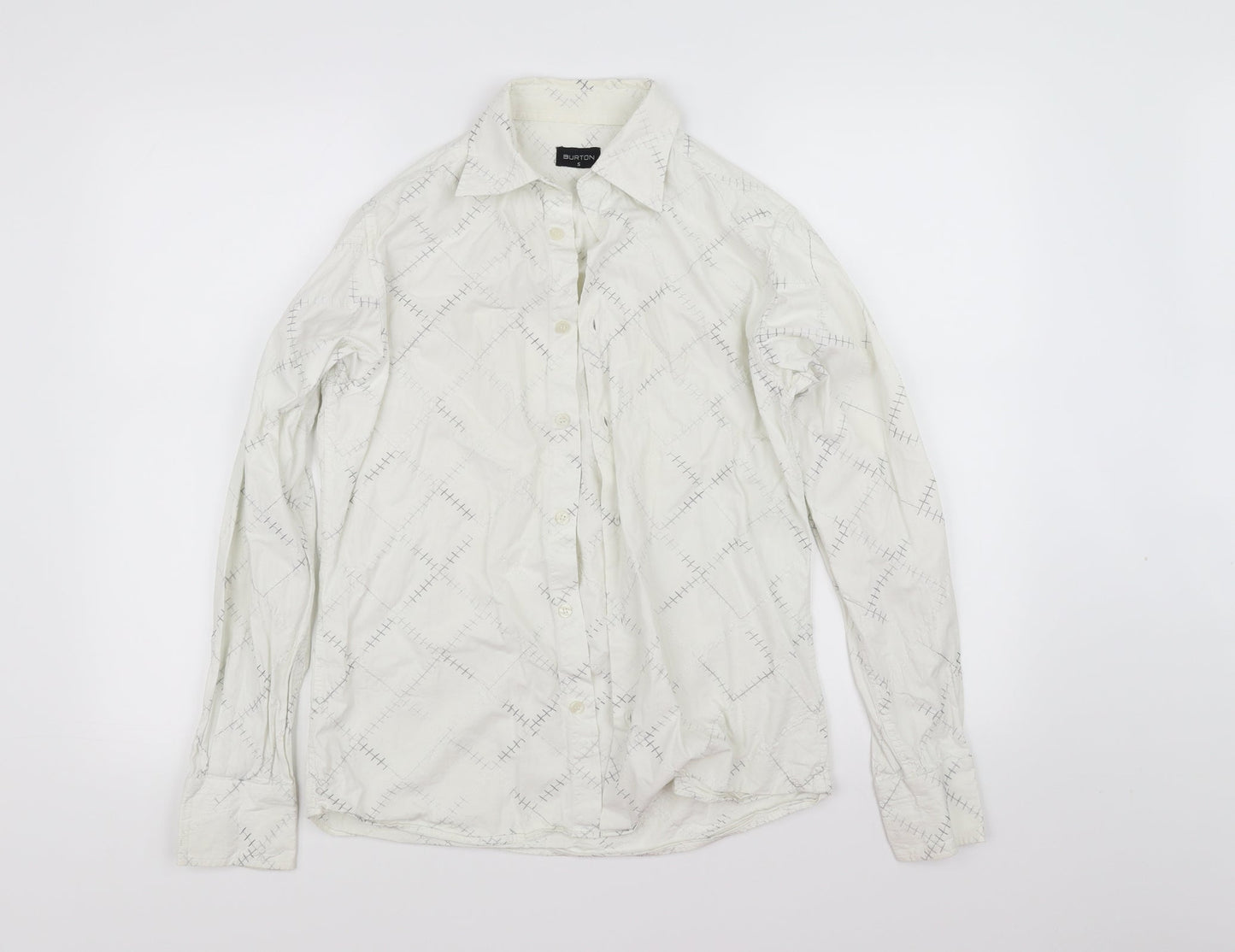 Mens UK Size S Burton White  Button-Up Long Sleeve Casual Shirt