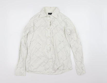 Mens UK Size S Burton White  Button-Up Long Sleeve Casual Shirt