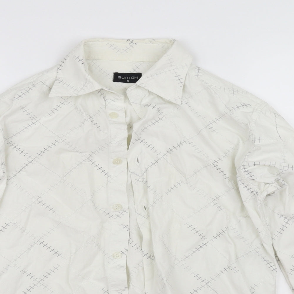 Mens UK Size S Burton White  Button-Up Long Sleeve Casual Shirt