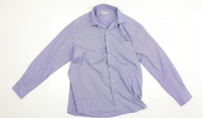 Mens UK Size 42 giust uomo Blue  Button-Up Long Sleeve Casual Shirt