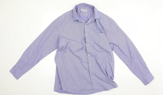 Mens UK Size 42 giust uomo Blue  Button-Up Long Sleeve Casual Shirt