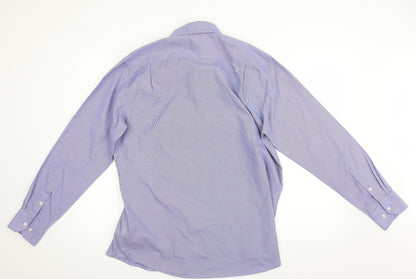 Mens UK Size 42 giust uomo Blue  Button-Up Long Sleeve Casual Shirt