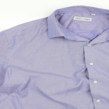Mens UK Size 42 giust uomo Blue  Button-Up Long Sleeve Casual Shirt