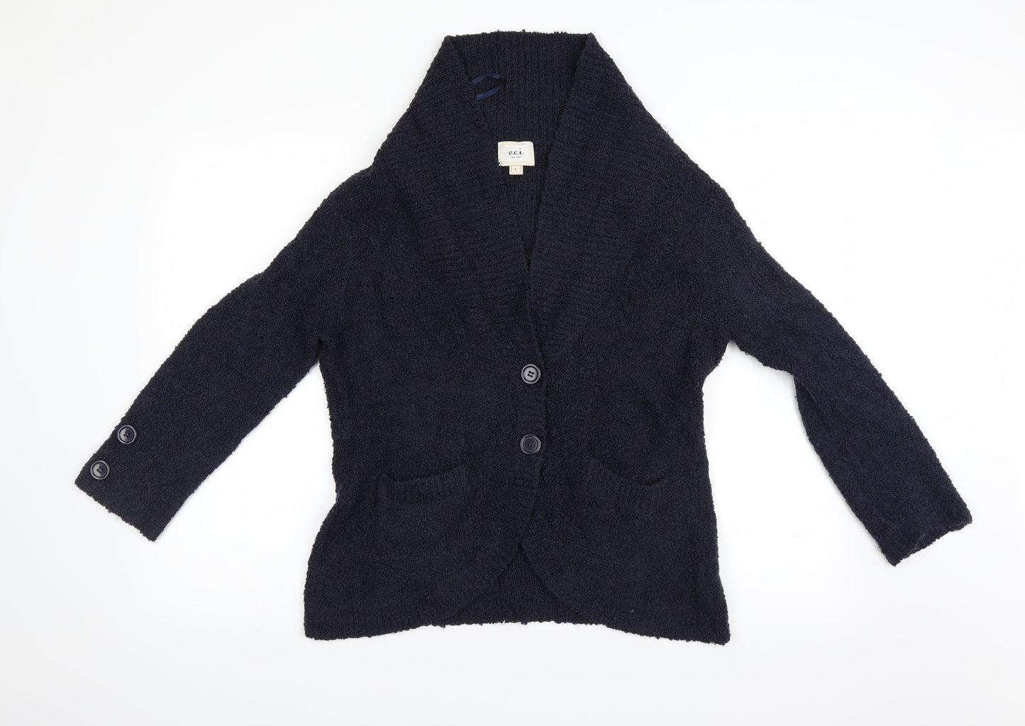 ECI Womens Blue Houndstooth  Cardigan Jumper Size 14