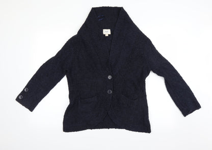 ECI Womens Blue Houndstooth  Cardigan Jumper Size 14
