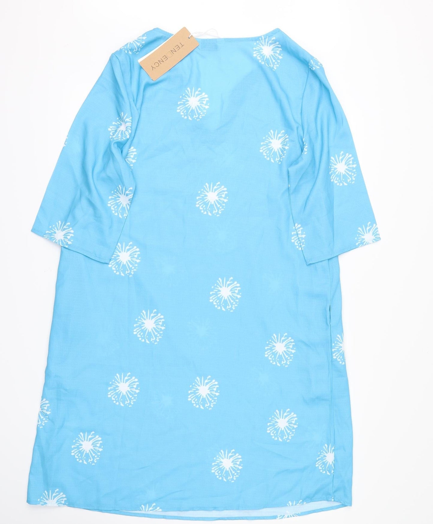 tendency Womens Blue Floral  Tunic Blouse Size L