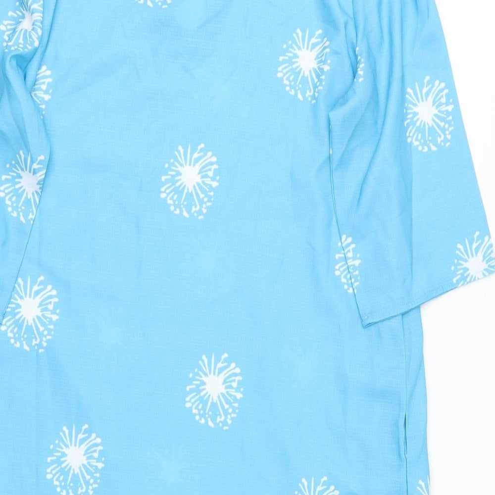 tendency Womens Blue Floral  Tunic Blouse Size L