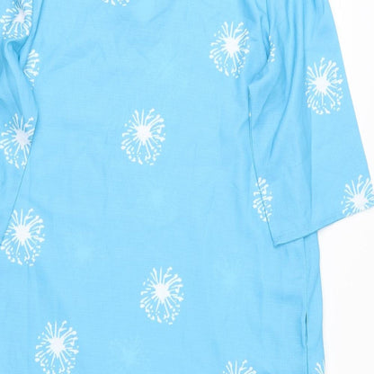 tendency Womens Blue Floral  Tunic Blouse Size L