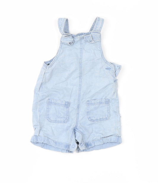 Front view of Tu Blue Dungaree One-Piece, size 3-6, Months