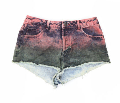 Topshop Womens Blue   Hot Pants Shorts Size 30 in - tye dye, tie die