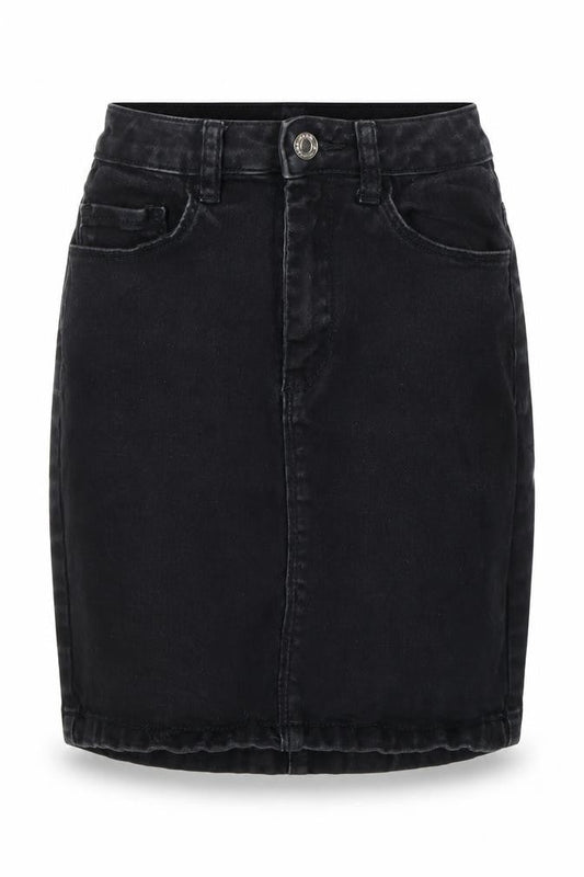 Front view of misguided women’s black straight & pencil skirt, size UK 4