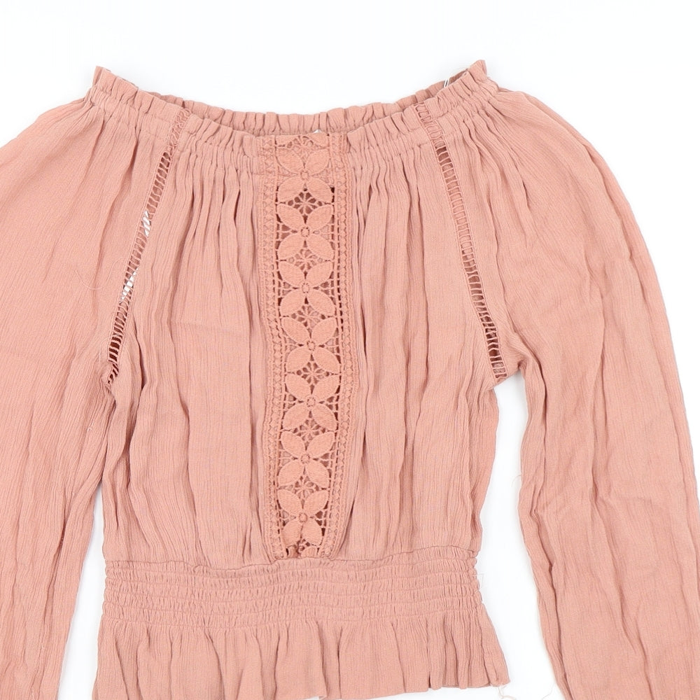 Womens UK Size 4 H&M Pink Basic Blouse